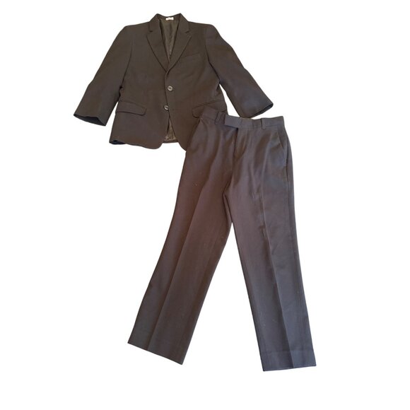 Calvin Klein Black 2-Piece Suit Size 8 Regular Boys Polyester Blend Church - Picture 1 of 5